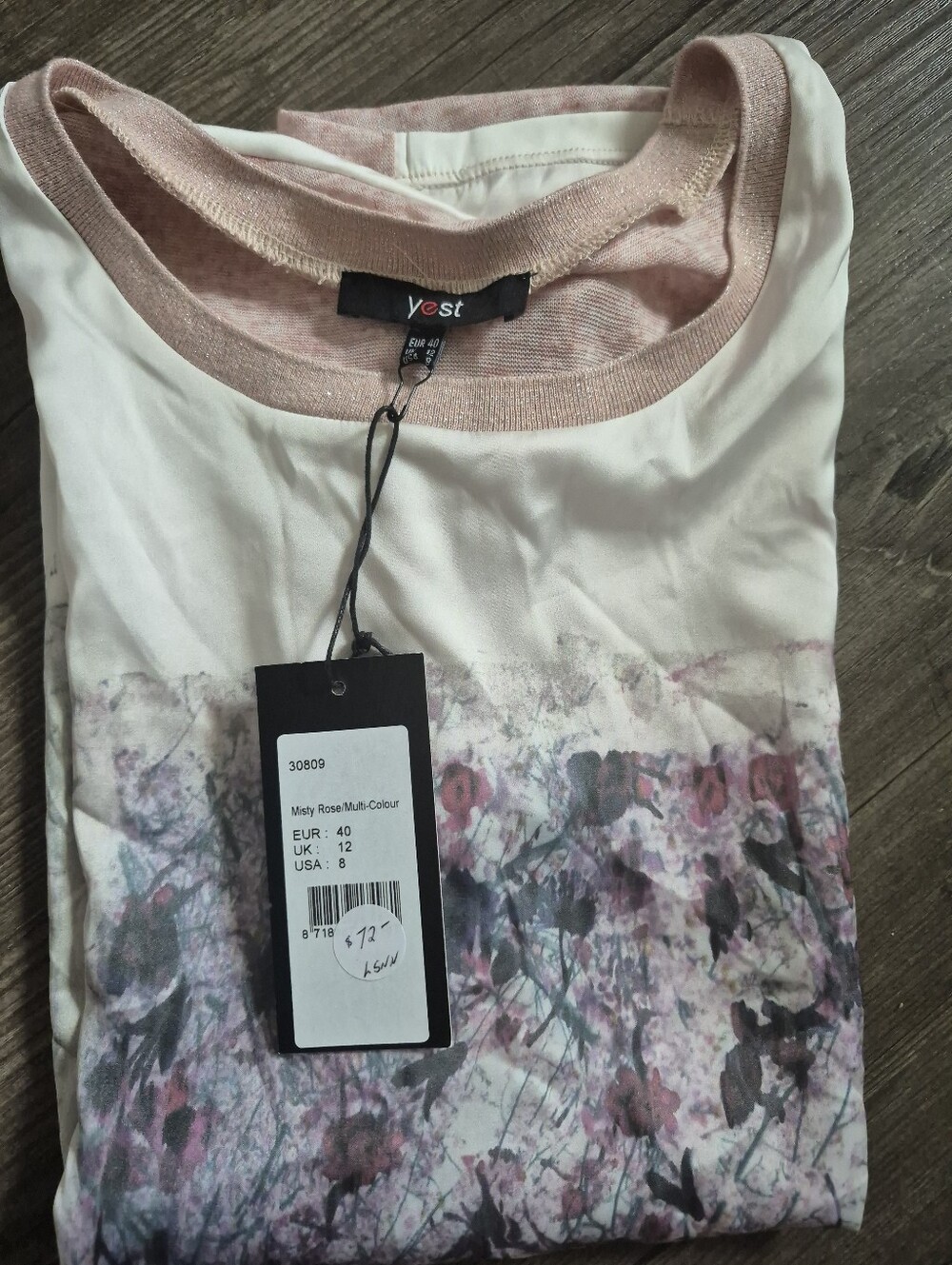 yest Misty Rose Floral Print Women's Top